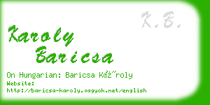 karoly baricsa business card